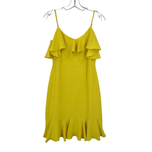 Trina by‎ Trina Turk || Mosey Flounce Ruffle Dress Yellow Size 2 - Picture 1 of 14